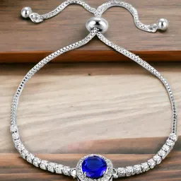 Jewels Galaxy Silver-Plated Cubic Zirconia Studded Charm Bracelet-picture-19