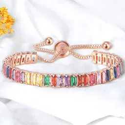 Jewels Galaxy Rose Gold-Plated Cubic Zirconia Wraparound Bracelet-image-49
