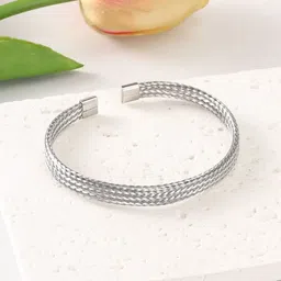 MEENAZ Unisex Oxidised Silver-Plated Kada Bracelet-picture-24