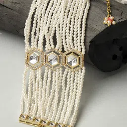 KARATCART Kundan Gold-Plated Wraparound Bracelet-picture-40