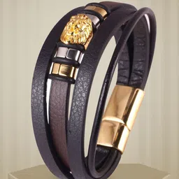 MEENAZ Men Antique Gold-Plated Multistrand Bracelet-image-47