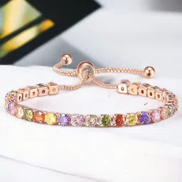 Jewels Galaxy Rose Gold-Plated Cubic Zirconia Wraparound Bracelet-picture-36