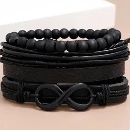 MEENAZ Men Leather Multistrand Bracelet-picture-23