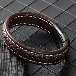 MEENAZ Men American Diamond Antique Silver-Plated Kada Bracelet-picture-11
