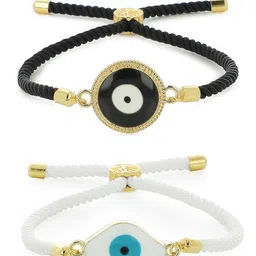 EL REGALO Unisex 2 White & Black Gold-Plated Charm Bracelet-picture-19