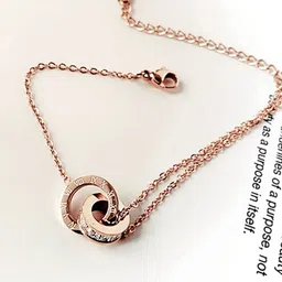 Yellow Chimes Women Rose Gold & White Rhodium-Plated Charm Bracelet-image-47