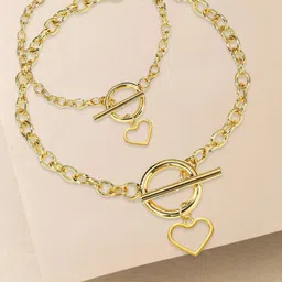 OOMPH Heart Charm Necklace And Bracelet Set-picture-39