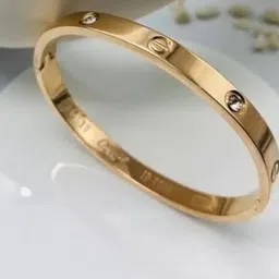 KARISHMA KREATIONS Unisex Stainless Steel Gold-Plated Kada Bracelet-picture-32