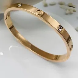 KARISHMA KREATIONS Unisex Gold Plated Stainless Steel Kada Bracelet-picture-13