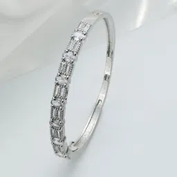 Jazz and Sizzle Women Silver-Toned & White Brass American Diamond Silver-Plated Bracelet-picture-29