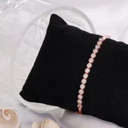 Jazz and Sizzle Women Rose Gold-Plated & White Brass American Diamond Studded Bracelet-picture-30