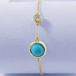 MINUTIAE Women 18K Gold-Plated & Blue Brass Turquoise Bead Charm Bracelet-picture-24