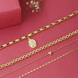 kashwini Women Pack Of 4 Gold-Toned Brass Gold-Plated Charm Bracelet-picture-28