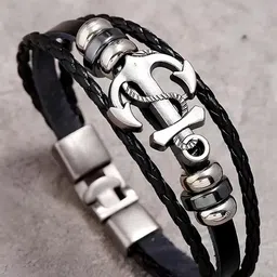 KARISHMA KREATIONS Unisex Leather Link Bracelet image 1