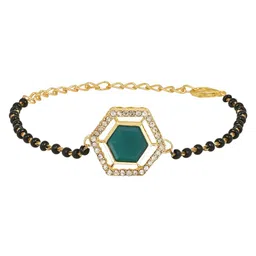 I Jewels Gold-Plated Kundan Studded & Beaded Hand Mangalsutra-picture-18