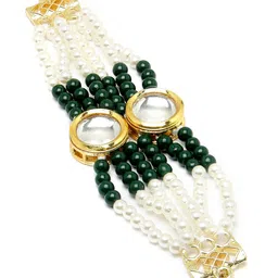 KARATCART Kundan Gold-Plated Wraparound Bracelet image 2