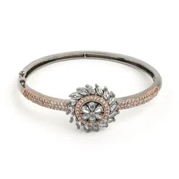 justpeachy Women Rose Gold & White Brass American Diamond Bangle-Style Bracelet image 2