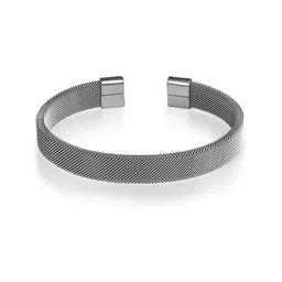 MEENAZ Unisex Oxidised Silver-Plated Cuff Bracelet image 3