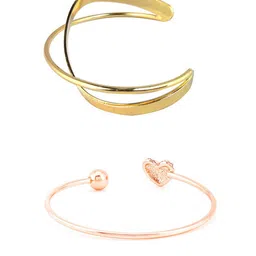 Yellow Chimes Women Set Of 2 Rose Gold Cuff Bracelet-picture-37
