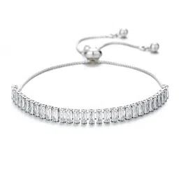 Jewels Galaxy Silver-Plated Cubic Zirconia Studded Wraparound Bracelet image 4
