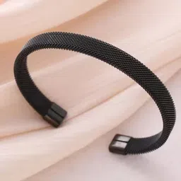 MEENAZ Unisex Oxidised Silver-Plated Kada Bracelet image 2