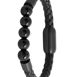 bodha Men Leather Beaded Wraparound Bracelet image 3