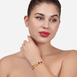 Zaveri Pearls Women Gold-Plated & Pink Wraparound Bracelet image 2