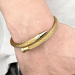 The Roadster Lifestyle Co Men Gold-Plated Anti Tarnish Kada Bracelet image 5