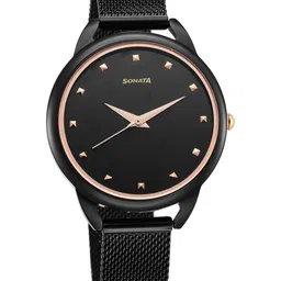 Sonata Women Brass Embellished Dial & Stainless Steel Straps Analogue Watch 87051KM01-image-31