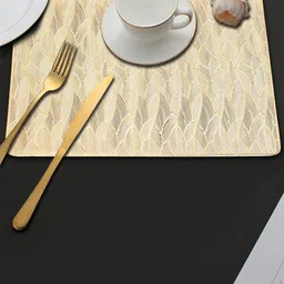 Dakshya Industries Gold-Toned 2-Pieces Printed Rectangular Table Placemats-picture-19