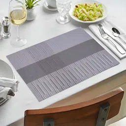 YELONA Grey 8 Pieces Striped Rectangular Table Placemats image 1
