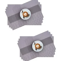 YELONA Grey 8 Pieces Striped Rectangular Table Placemats image 5