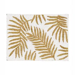 YWULY Cream Coloured  & Yellow Beaded Floral Table Placemats image 3