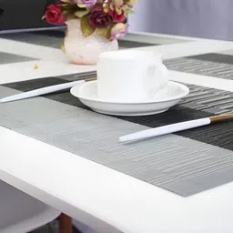 YELONA Grey 8 Pieces Striped Rectangular Table Placemats image 2