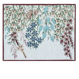 BELLA TRUE Set Of 6 White & Blue Floral Printed Jacquard Table Placements image 2