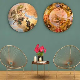 Round Gold Palazzo Pepoli Detailed Ceiling Canvas Set Of 2 Art Print By The Artment-image-28