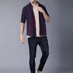 highlander Men Slim Fit Checkered Spread Collar Casual Shirt image 5