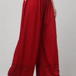 vizcon hub Women Loose Fit Maroon Viscose Rayon Trousers image 4