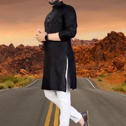 Men Cotton Blend Kurta Pant Set-image-41