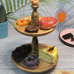 culturway Mango Wooden 2 Tier Cake and Cupcake Stand for Parties Wooden Cake Server-picture-22
