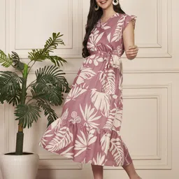 fbella Women A-line Multicolor Midi/Calf Length Dress image 2