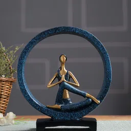TAYHAA Blue & Gold-Coloured Sitting Lady In Yoga Pose Showpieces-picture-32