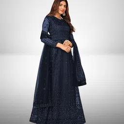 ishu fab Embroidered Net Semi Stitched Anarkali Gown image 3