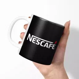 the modern gallery White coffee mug coffee newcafe black logo print Ceramic Coffee Mug image 2