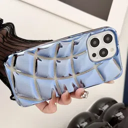 Luxury Kase LK142 Electroplated curved plaid Protective iPhone 15 Pro Back Case image 3