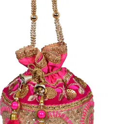 sunesh creation Women Gold, Pink, Gold Potli image 3