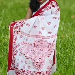 happy creation Woven Jamdani Handloom Cotton Blend Saree-picture-16