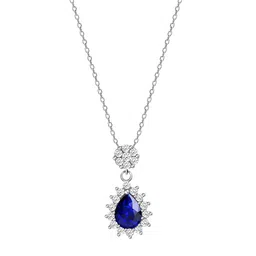 GIVA 92.5 Sterling Silver Silver-Plated Artificial Stones Studded Pendants With Chains image 3