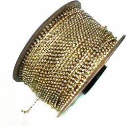 crafto Ball Chain, Pearl Chain, Stone Chain, Stone Sheet / Lace(2Mtr) for Jewellery Making, Chain Combo (4 Item) image 2