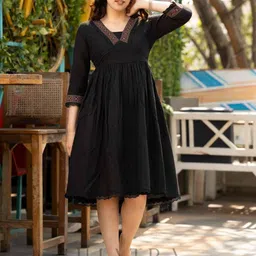 SUJATRA Women Ethnic Motifs Embroidered Fit & Flare Dress-picture-41